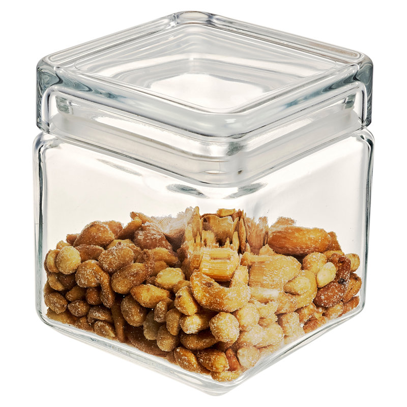 Glass Jar - Set of 4, 12.5cm H x 11cm W x 11cm D