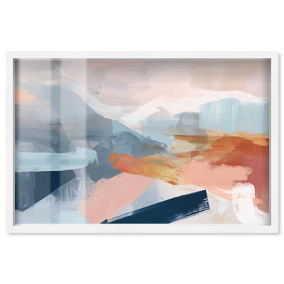Crashing Tide II Shadowbox Print Blue Abstract Decor by Art Remedy, White Frame, 25 x 17