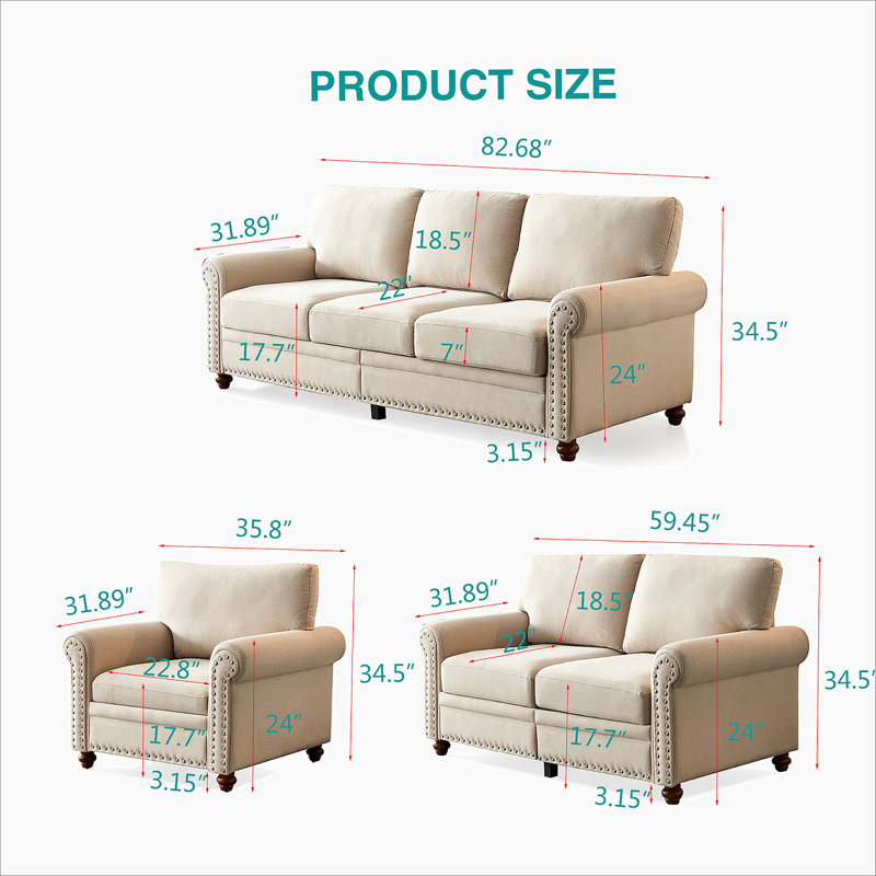 Canapé modulaire 2 + 3, Tissu beige