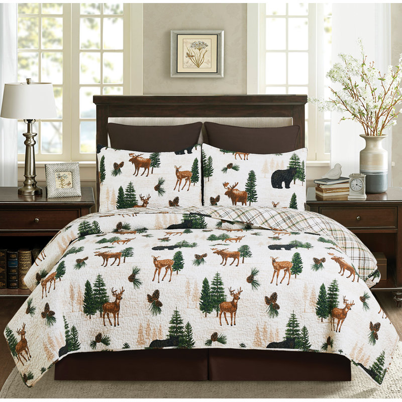 Noland Lodge Cotton Reversible Quilt Set, King Quilt + 2 Shams