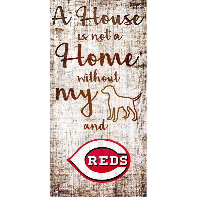 MLB Team «A House is Not a Home Sign», art textuel sur bois, Reds de Cincinnati