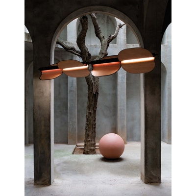 Omma Double 2 Suspension Light - DIMTRIAC LED - Matte Black Finish - Natural Cherry Shade