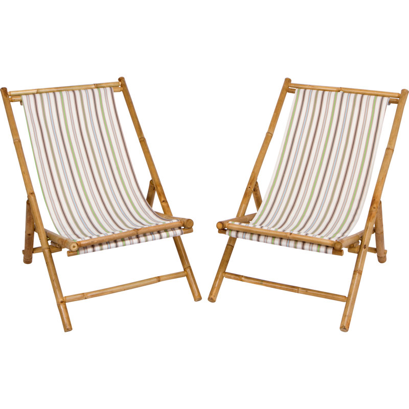 Sheree Folding Deck Chair, White Stripes