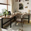 Bureau en bois massif en forme de L brun noyer + noir-333201959-333201954
