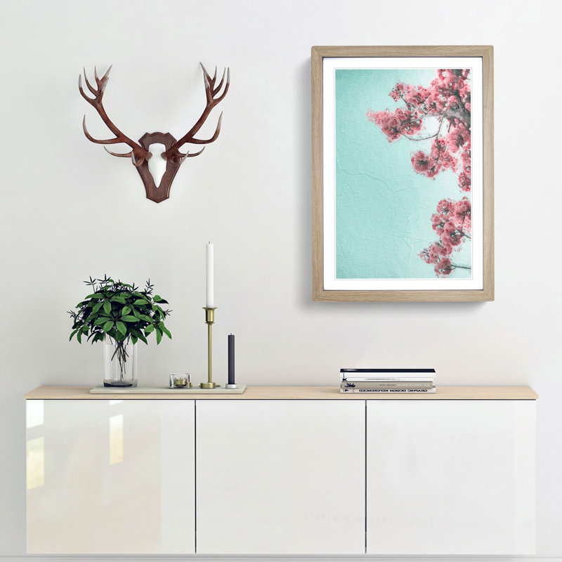 Cherry Blossom Tree Branches - Picture Frame Painting Print, 65cm H x 48cm W x 2cm D, Oak Framed