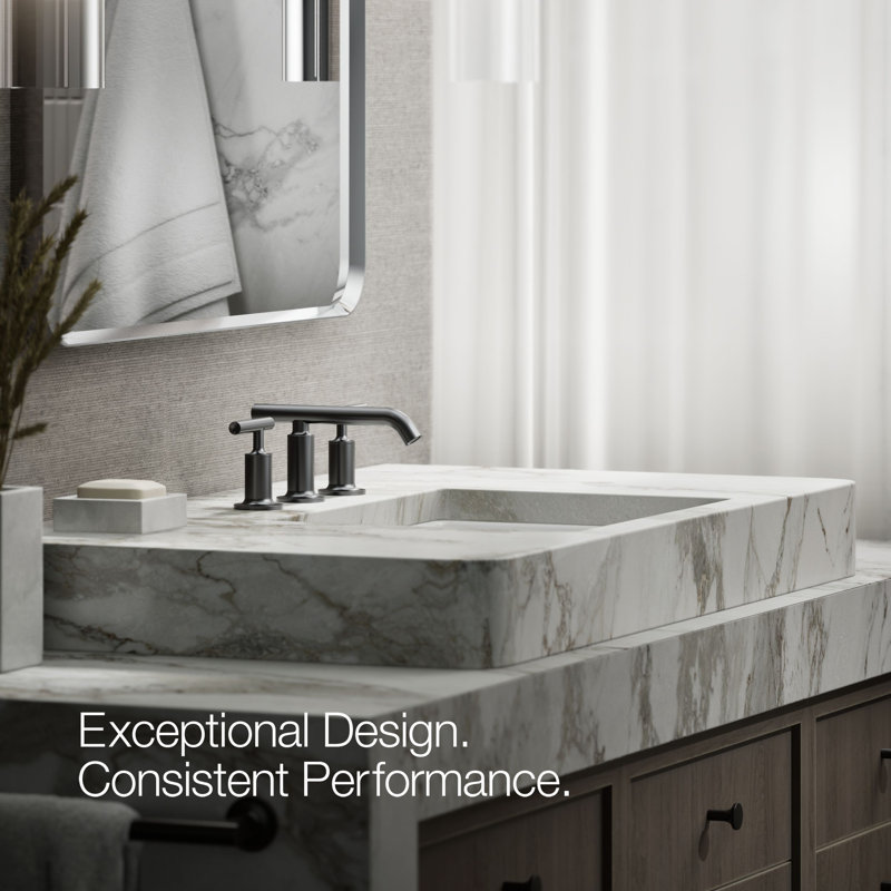 Purist Widespread Bathroom Faucet with Drain Assembly, Matte Black