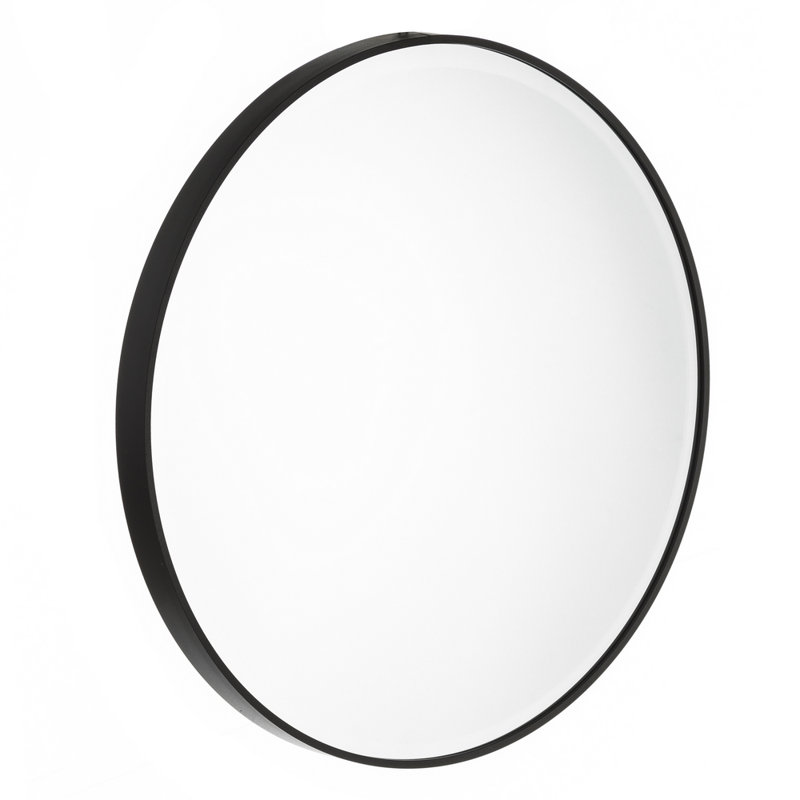 Letendre Metal Flat Wall Mirror, Black