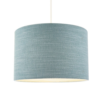 20cm H Linen Drum Lamp Shade ( No Direct Attachment Method ) in Teal