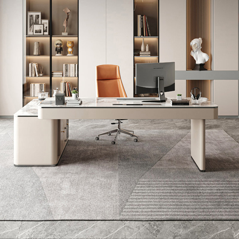 Bureau de luxe en forme de L avec bureau, H 29,53 po x l 62,99 po x P 55,12 po