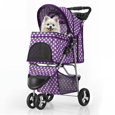 3 Wheels Pet Stroller, Foldable Dog Cat Cage Jogger Stroller with Weather Cover for All-Season -  G & R PLUMBING ENTERPRISES, INC., B0DBPR1Y5X0000