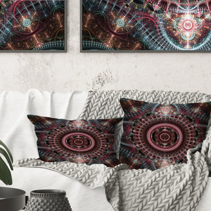 Coussin Futuristic Steampunk Time Machine, Noir / rouge, 16 po x 16 po