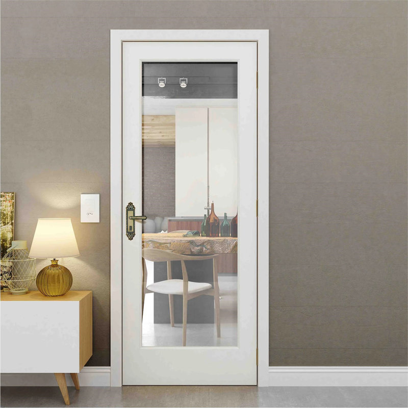 Porte intérieure légère toute montée en verre transparent avec apprêt, 30 po x 80 po, Côté gauche