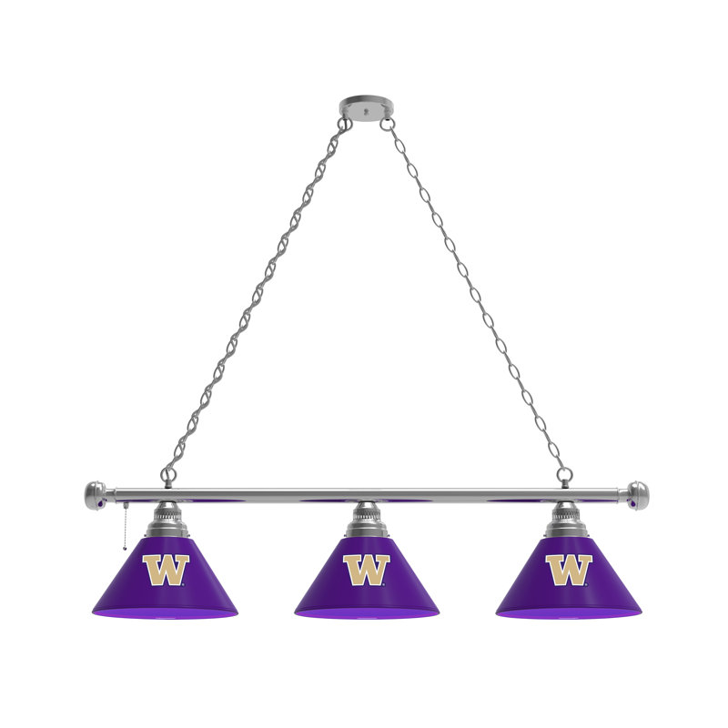3 - Light Pool Table Lights Pendant, Chrome, Washington Huskies