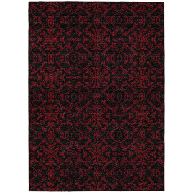 Tapis intérieur lavable 9 pi x 12 pi noir Medallion