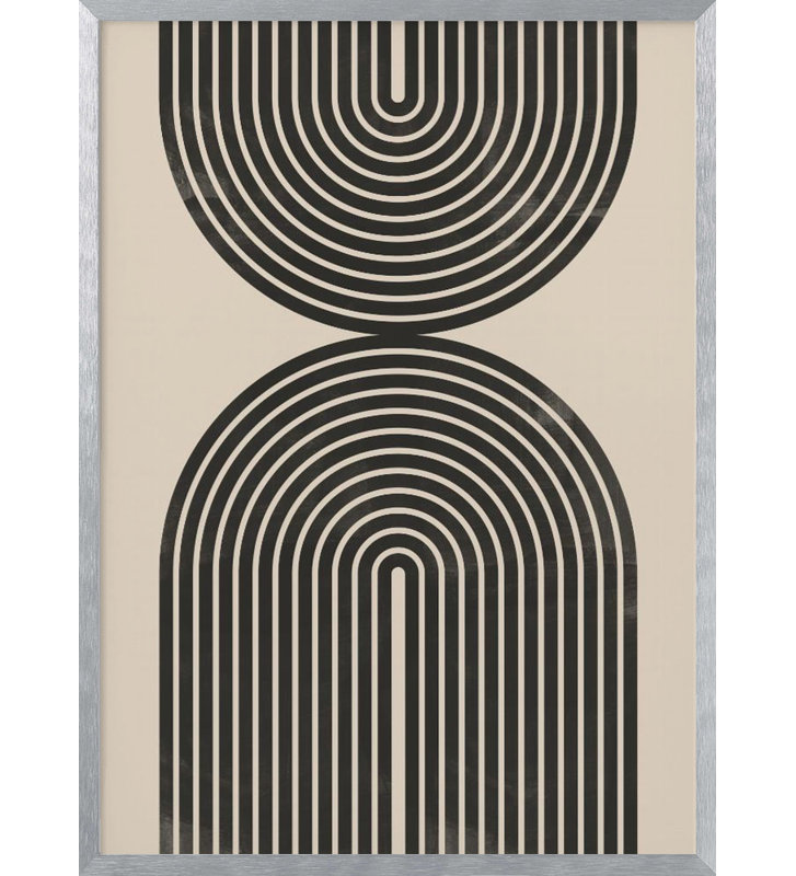 "Black Arch Line Art", art mural texturé encadré, Cadre argenté, H 14 po x l 10 po