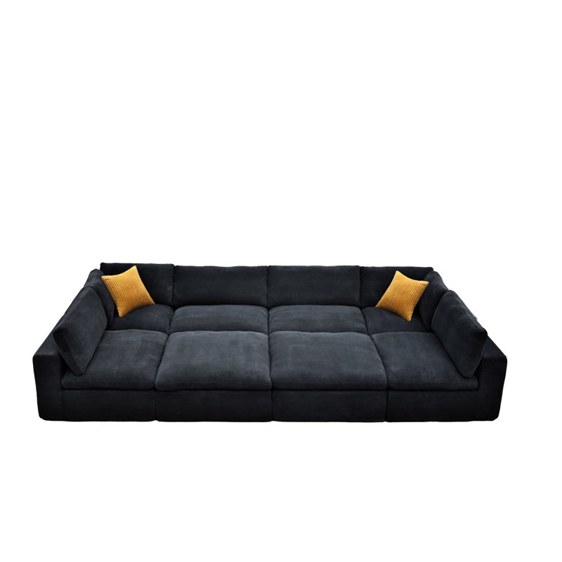 Grain de café modulaire entièrement rembourré avec coussins décoratifs, Gris