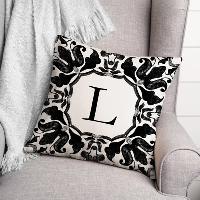 P Monogram Outdoor Throw Pillow
