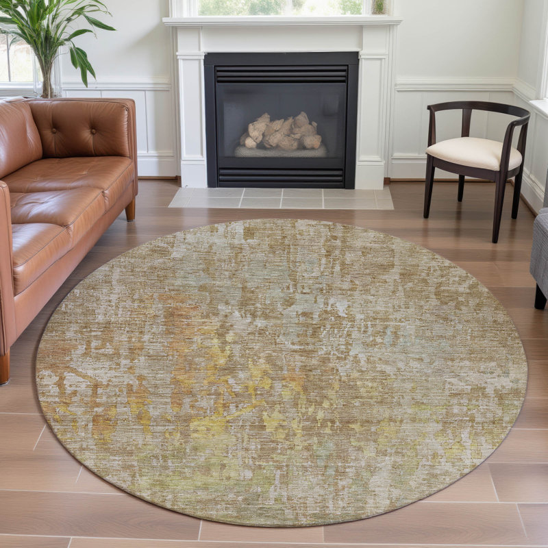 Premium Machine Washable Kelton AMF1237 Modern Rug, Round 8'