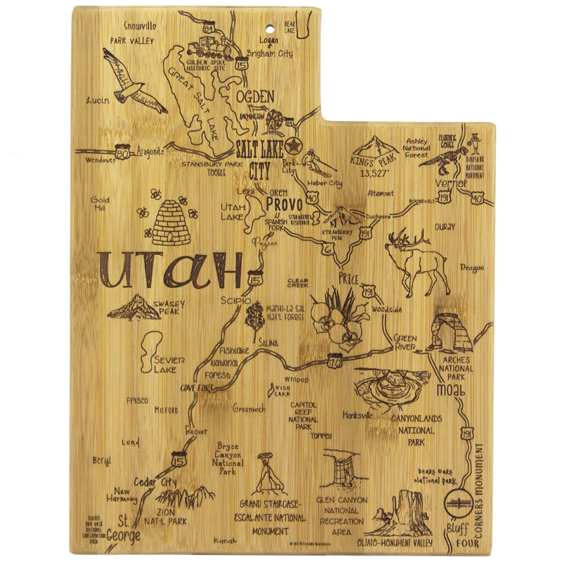 Totally Bamboo State Destination Series Bamboo Utah Cutting Board