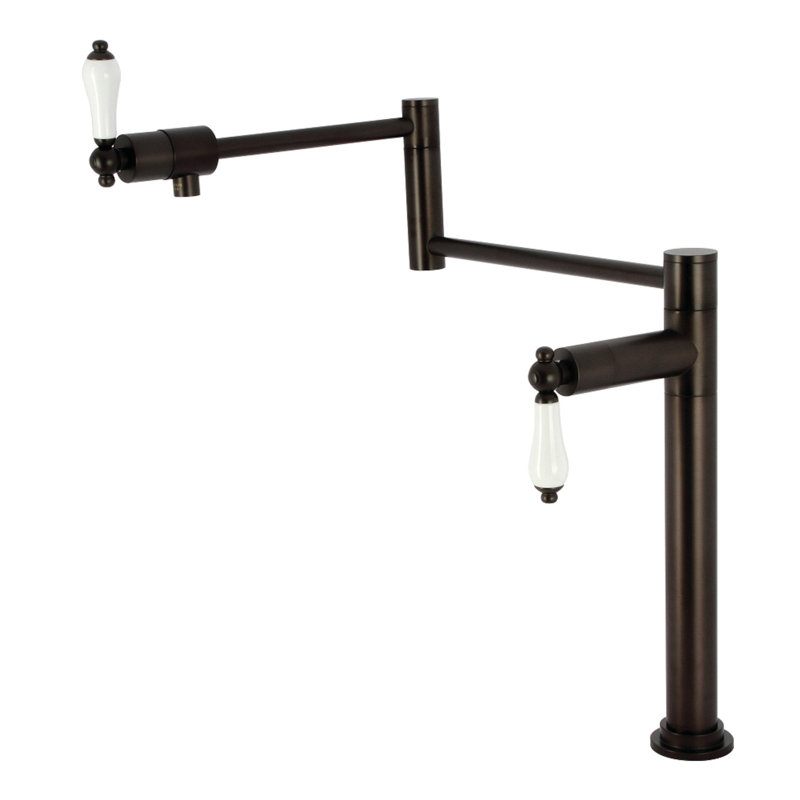 Kingston Brass Metropolitan Two-Handle 1-Hole Deck Mount Pot Filler Faucet, Oil Rubbed Bronze/White