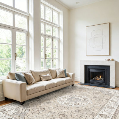 Washable Large 9X12 Area Rug - Living Room Oriental Non Slip Soft Rugs