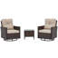 Ensemble de meubles de patio 3 pièces, chaises berçantes pivotantes en osier avec table d'appoint