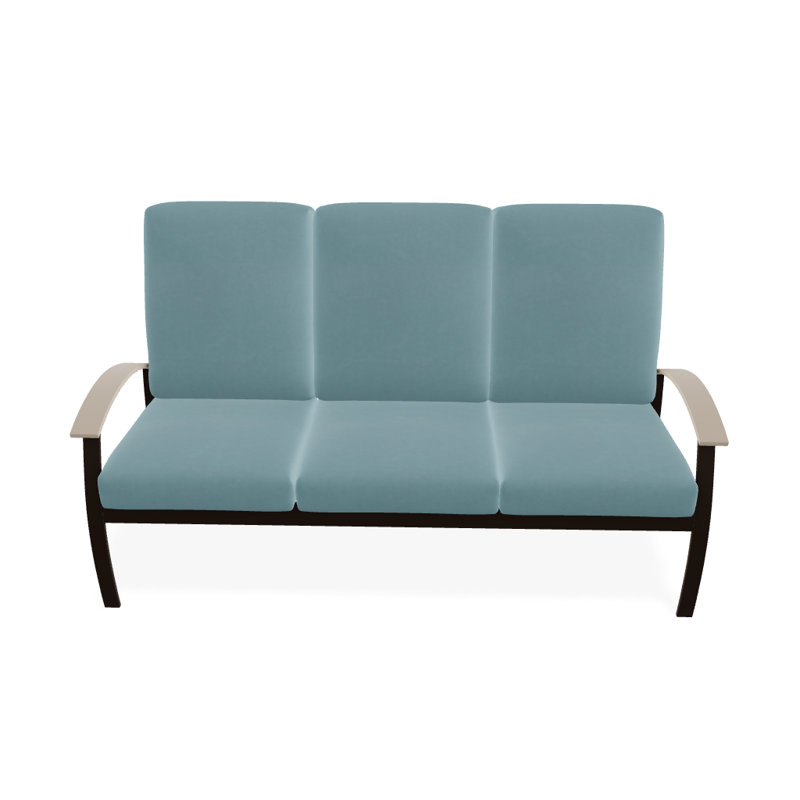 Askar 71.5'' Wide Powder Coated Aluminum Patio Sofa with Cushions, Textured Kona, Mineral Blue