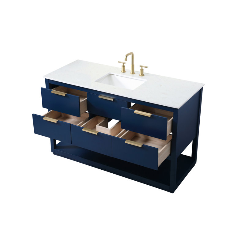 Ensemble de meuble-lavabo simple 54 po Radnor, Bleu