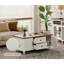 Table basse blanche avec tiroirs et armoire de rangement, table centrale rectangulaire moderne pour le salon, table basse rustique en bois pour la maison, le bureau