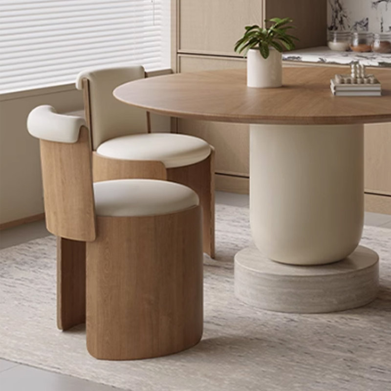Table ronde créative en chêne durable haut de gamme Creative, Crème / brun, H 29,52 po x L 47,24 po x l 47,24 po