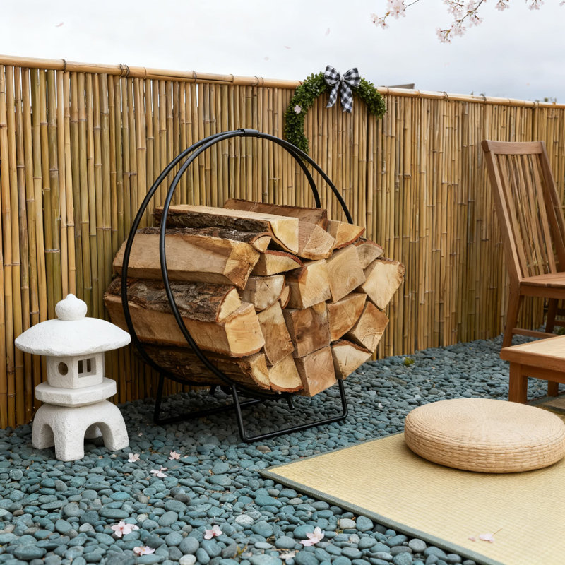 Support à cerceaux en bois de chauffage robuste pour l'intérieur et l'extérieur, entièrement assemblé et pliable pour un rangement facile