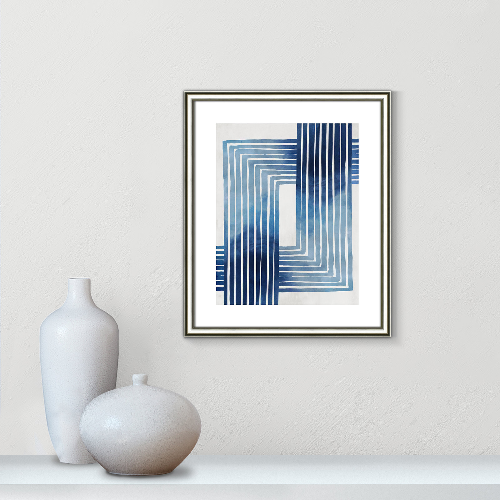Lanny "In Unison" Painting by Eva Watts, Silver Framed Paper, 19" H x 16" W x 0.88" D