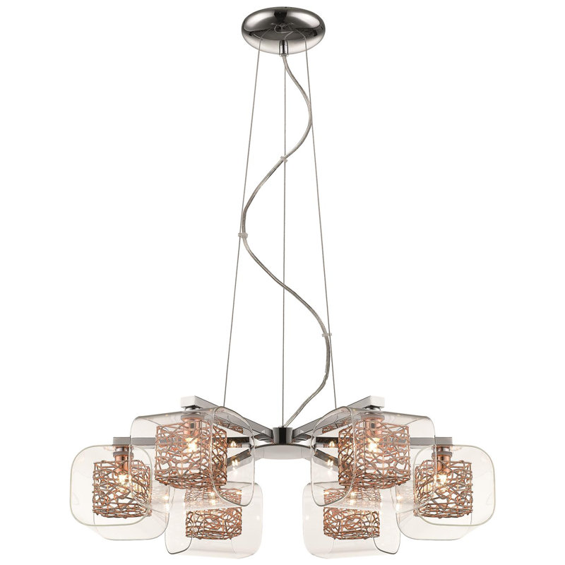 Kidsgrove 6 - Light Chandelier, Copper