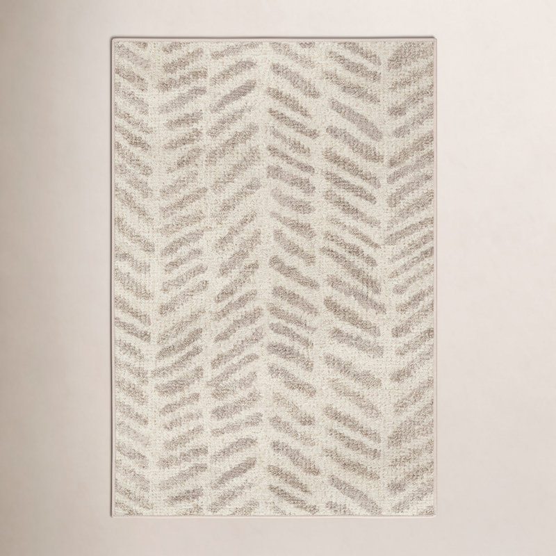 Rowley Grey Machine Printed Washable Rug, Rectangle 4' x 6'