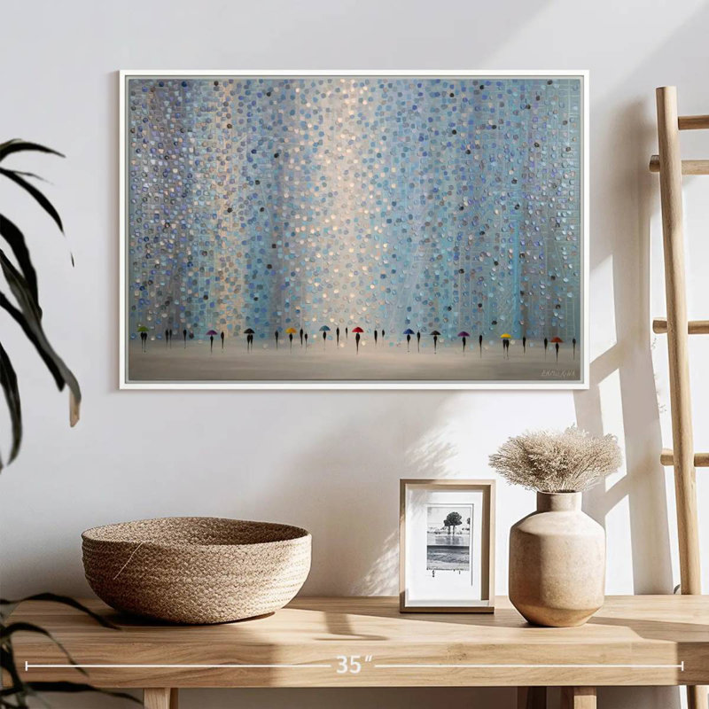 Little Umbrellas, Floating Frame White, 25" X 17"