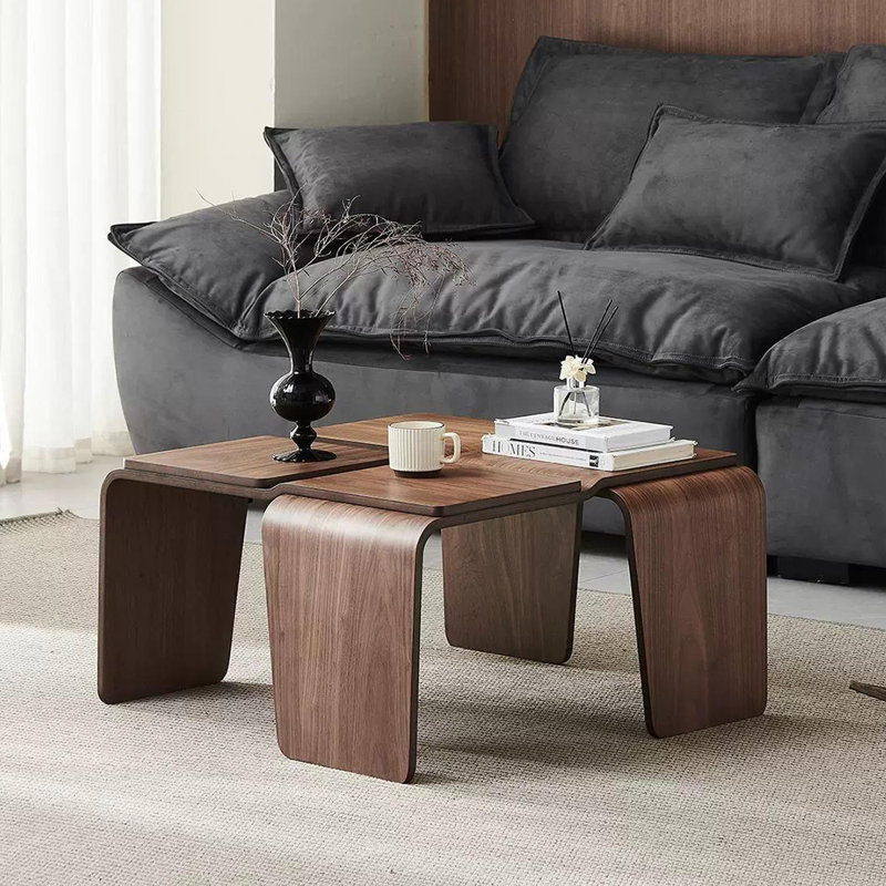 Solid wood exquisite creative simple tea table, Brown