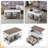 36.02in Adjustable Side X-Shaped Metal Frame Rectangular P2 Board Brown Panel White Wood Grain Side Panel Coffee Table-319634847-319634846
