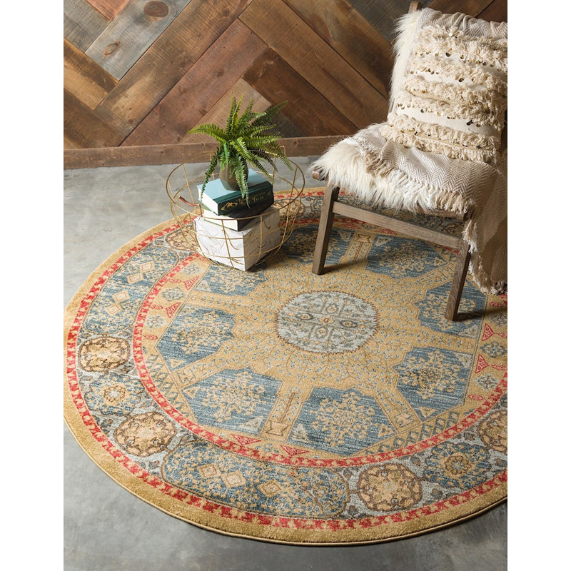 Tapis à motif oriental brun Palazzo, Rond 8 pi
