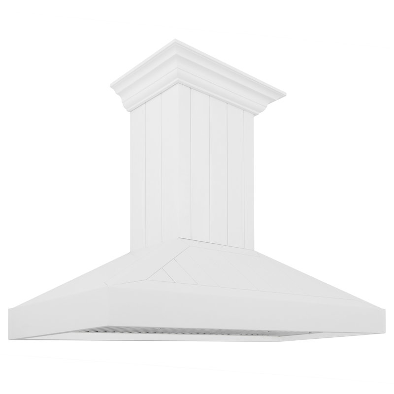 ZLINE 48 in. Wooden Wall Mount Range Hood in Shiplap Bright White Finish