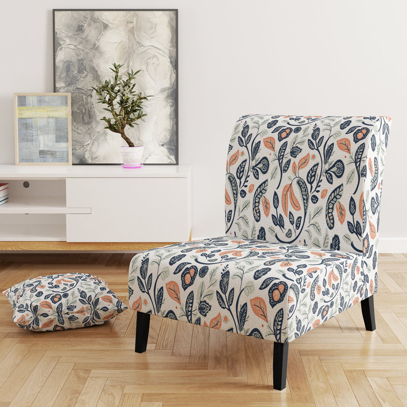 Fauteuil d'appoint Boho - Botanical Paisley Orange, Pantoufle sans accoudoirs