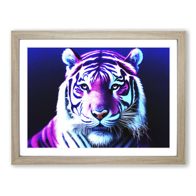 Neon Tiger 1 Piece Single Picture Frame Wall Art