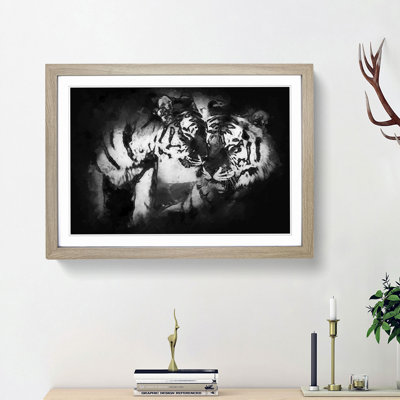 Two Snuggling Tigers in Abstract - Picture Frame Painting Print