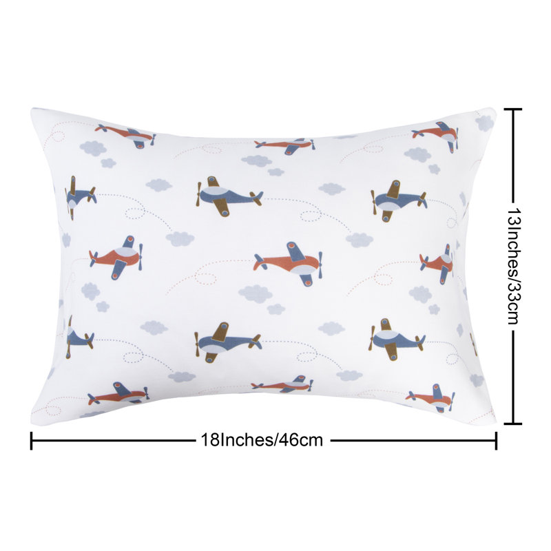 Toddler Pillowcase - Jersey Cotton Crib Size, White Airplane