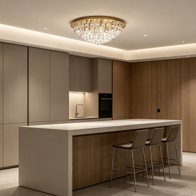 Lustre semi-encastré en cristal