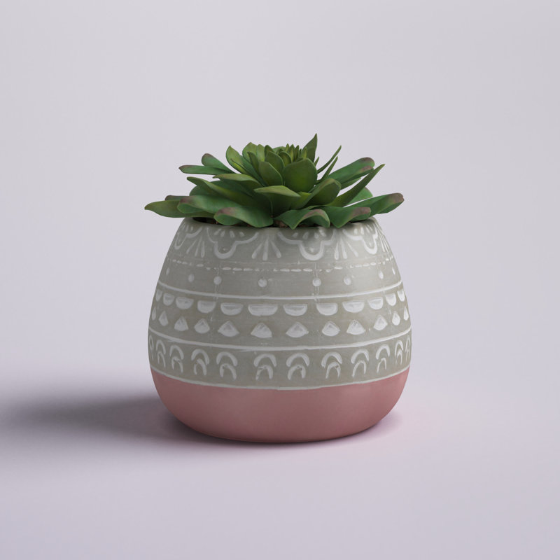 5 " H Faux Succulent in Ceramic Pot, Pink