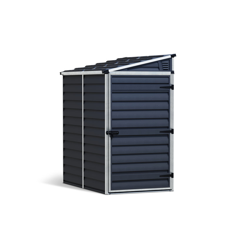 Palram - Canopia Skylight 4 Ft. W X 6 Ft. D Polycarbonate Lean-To Tool Shed, Midnight Grey, Midnight Gray