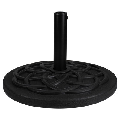 Support de base noir en résine plate pour parasol de patio - 40 lb
