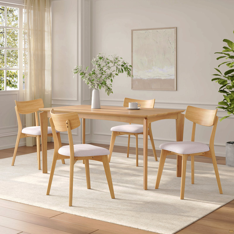 Upholstered Dining Chairs ,Set Of 4, Natural, Light Beige