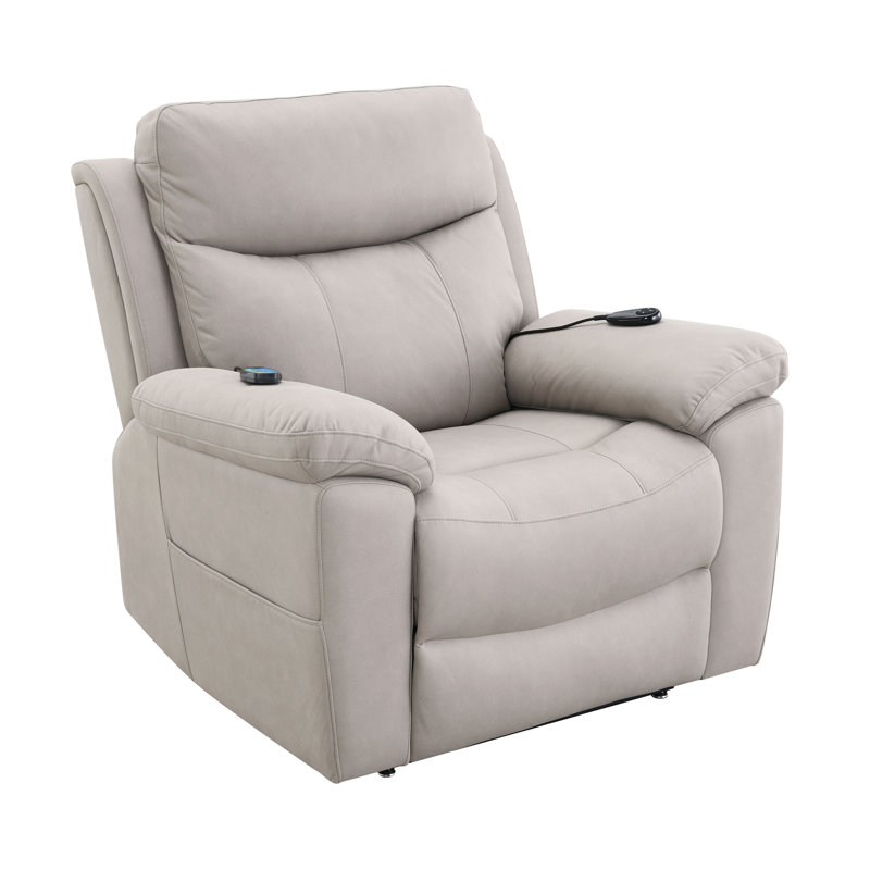 Fauteuil inclinable électrique en microfibre Chriki, Gris clair