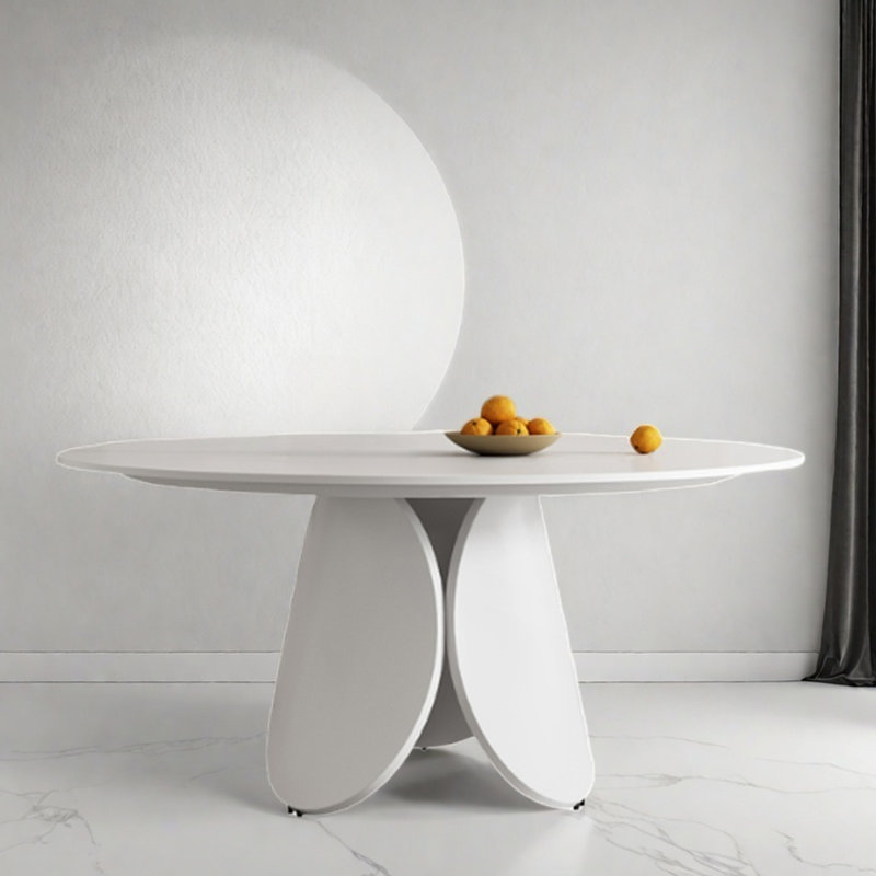 Minimalist style pure white dining table, 29.5"H x 62.2"L x 62.2"W